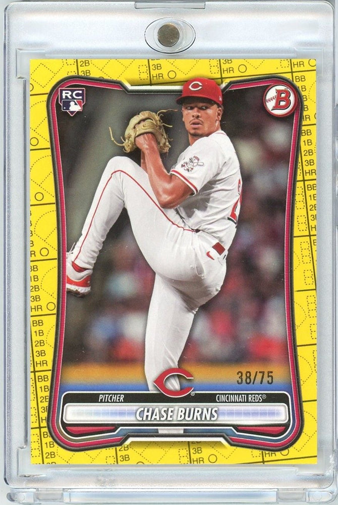 2026 Bowman Chase Burns #3 /75 Yellow Pattern Scorecard Rookie RC Baseball Card
