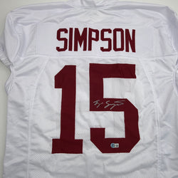 Autographed/Signed Tyler Ty Simpson Alabama White College Football Jersey Beckett BAS COA