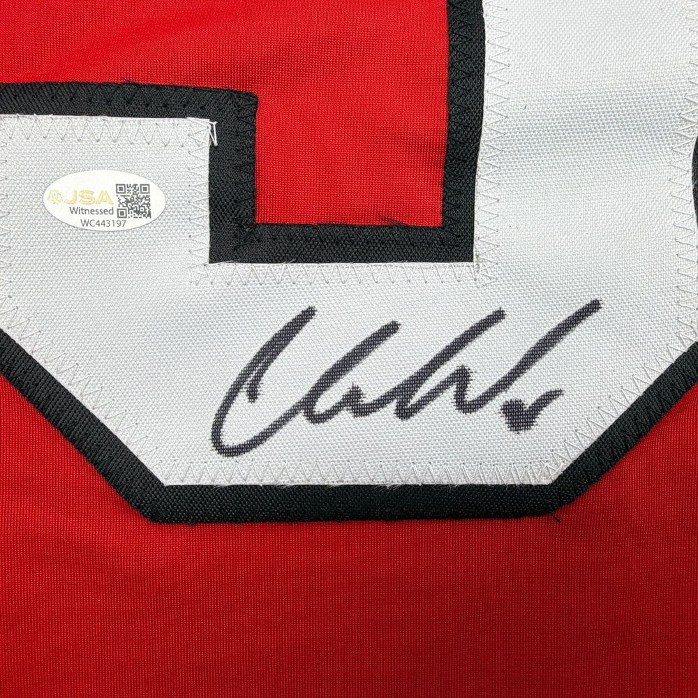 Autographed/Signed Cory Schneider New Jersey NJ Red Hockey Jersey JSA COA