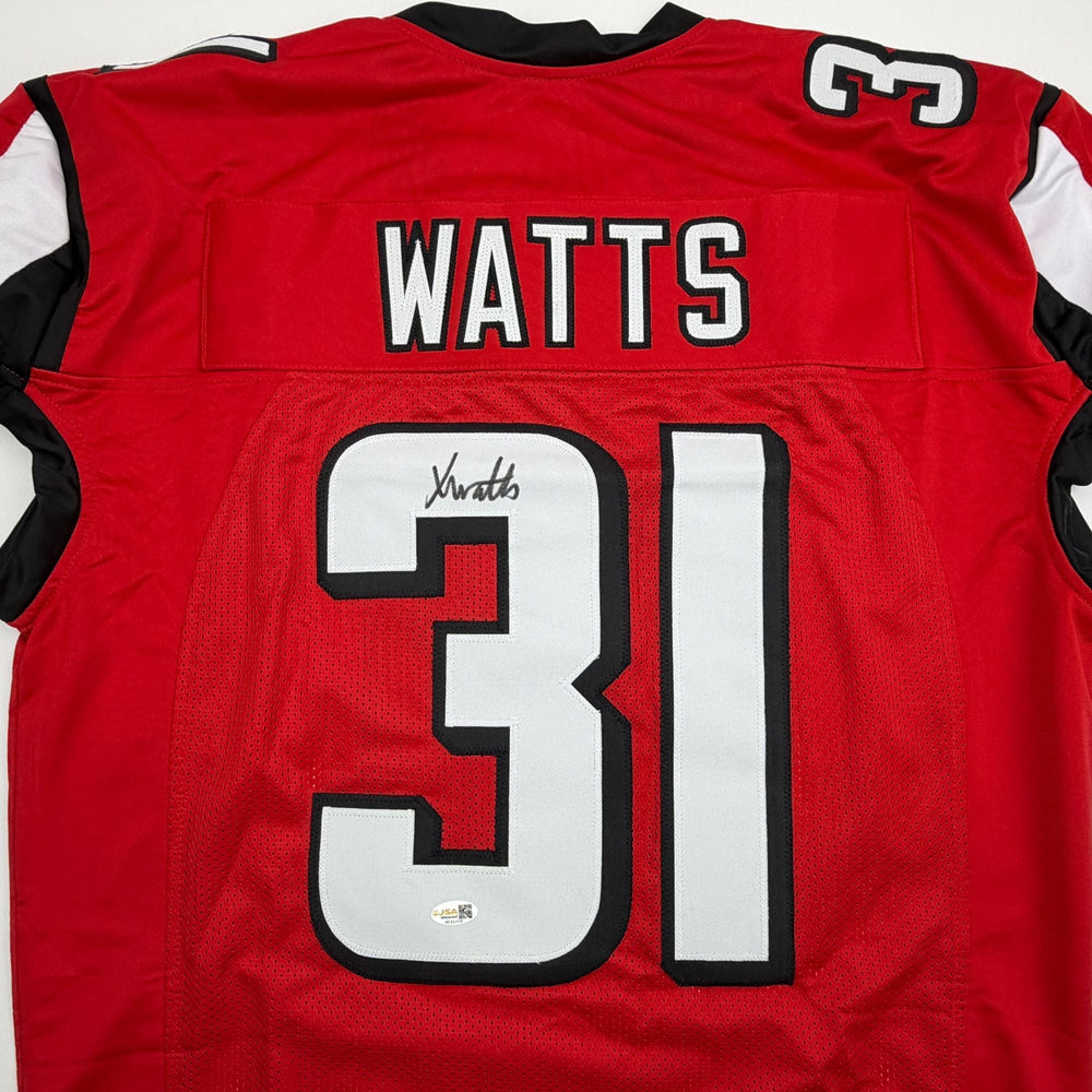 Autographed/Signed Xavier Watts Atlanta Red Pro Cut Football Jersey JSA COA