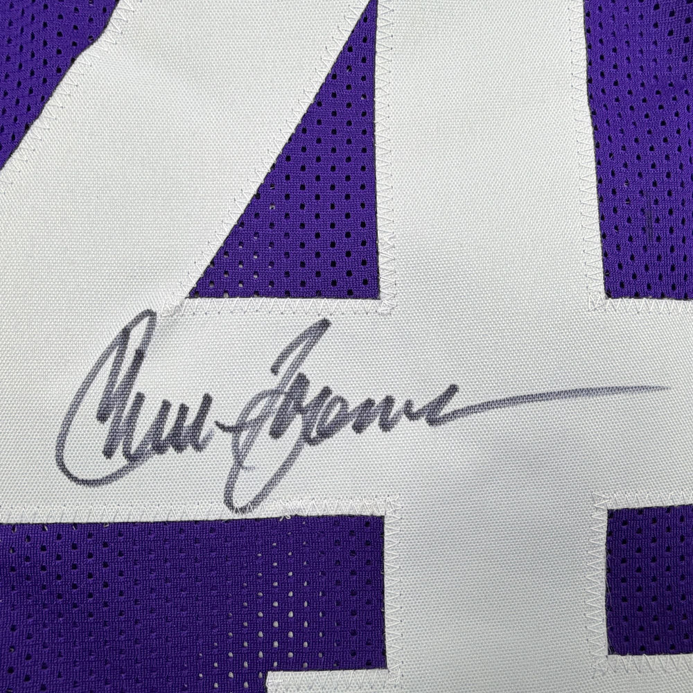 Autographed/Signed Chuck Foreman Minnesota Purple Football Jersey JSA COA