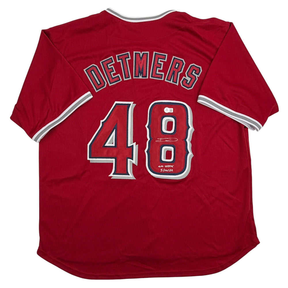 Autographed/Signed Reid Detmers Los Angeles Anaheim Red Baseball Jersey Beckett BAS COA