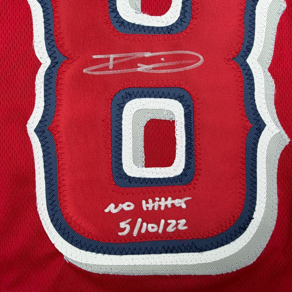 Autographed/Signed Reid Detmers Los Angeles Anaheim Red Baseball Jersey Beckett BAS COA