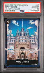 Graded 2025 One Piece Mary Geoise #097 Alt Art PRB02 Trading Card Game PSA 10 Gem Mint