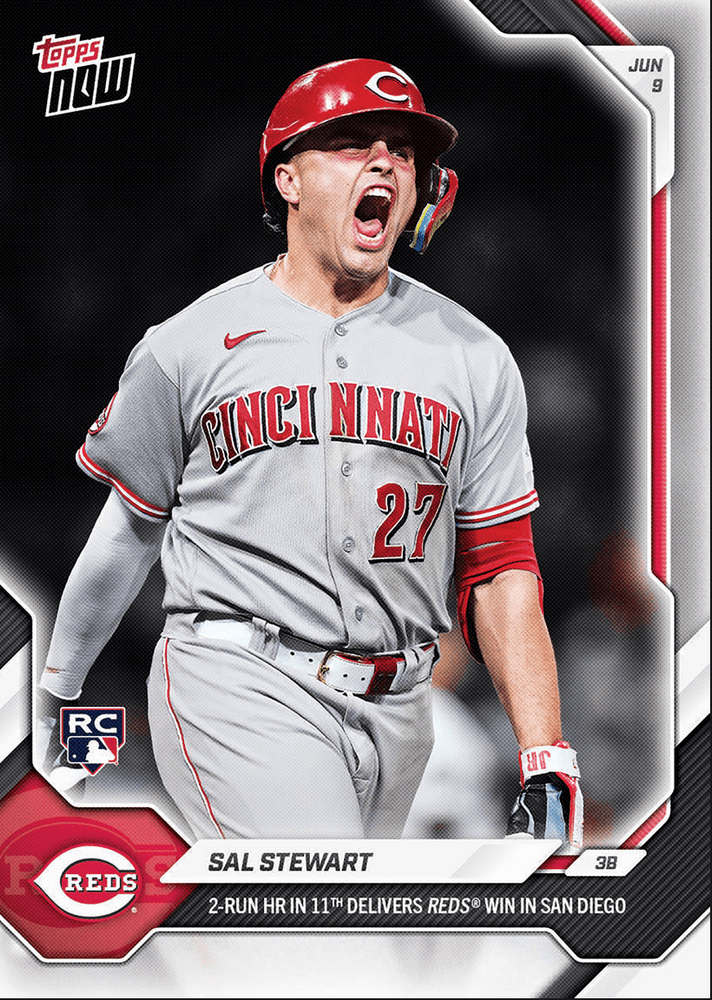 2026 Topps Now Sal Stewart #309 2nd Home Run in 11th Delivers Reds Win in San Diego Cincinnati Reds Rookie RC Baseball Card (ONLINE ORDER ONLY)