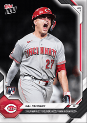 2026 Topps Now Sal Stewart #309 2nd Home Run in 11th Delivers Reds Win in San Diego Cincinnati Reds Rookie RC Baseball Card (ONLINE ORDER ONLY)