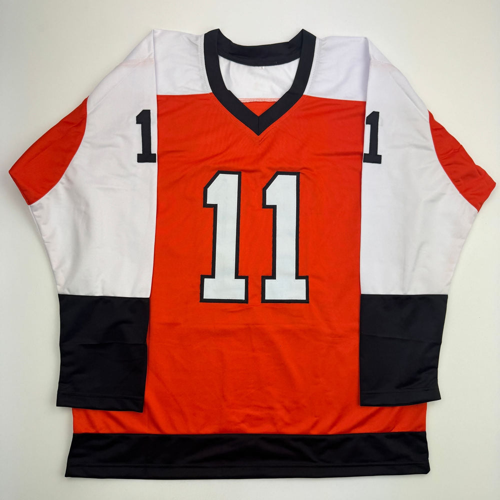 Autographed/Signed Travis Konecny Philadelphia Orange Hockey Jersey JSA COA