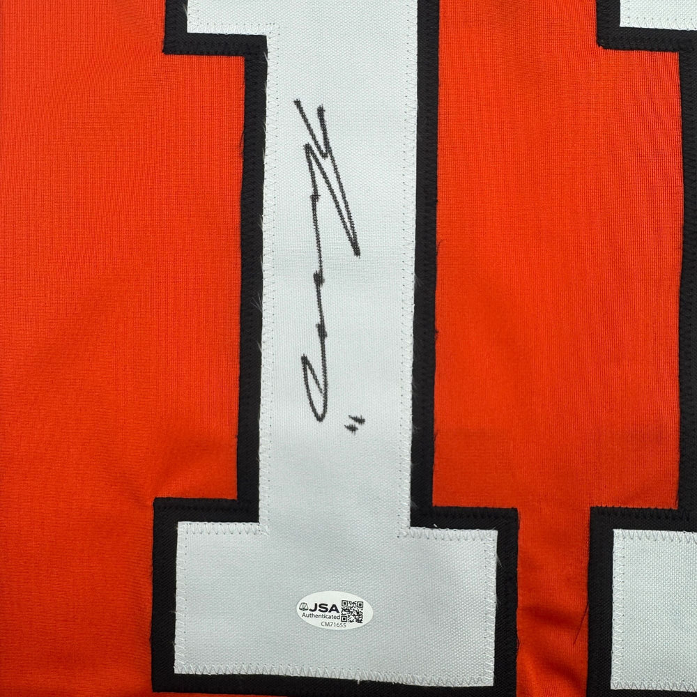 Autographed/Signed Travis Konecny Philadelphia Orange Hockey Jersey JSA COA