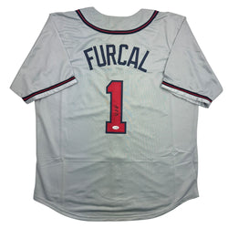 Autographed/Signed Rafael Furcal Atlanta Grey Baseball Jersey JSA COA