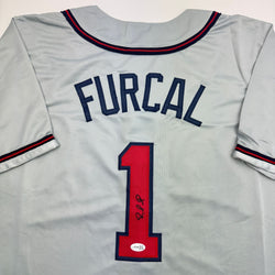 Autographed/Signed Rafael Furcal Atlanta Grey Baseball Jersey JSA COA