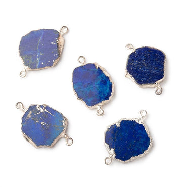 11-14mm Silver Leafed Lapis Lazuli Slice Connectors Set of 5 (ONLINE ORDER ONLY)