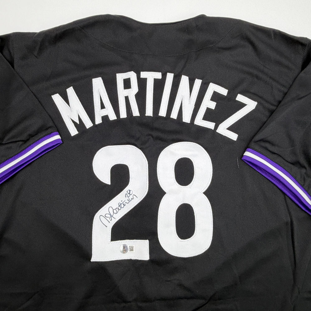 Autographed/Signed Nick Martinez Tampa Bay Black Baseball Jersey Beckett BAS COA