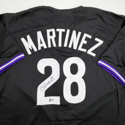 Autographed/Signed Nick Martinez Tampa Bay Black Baseball Jersey Beckett BAS COA