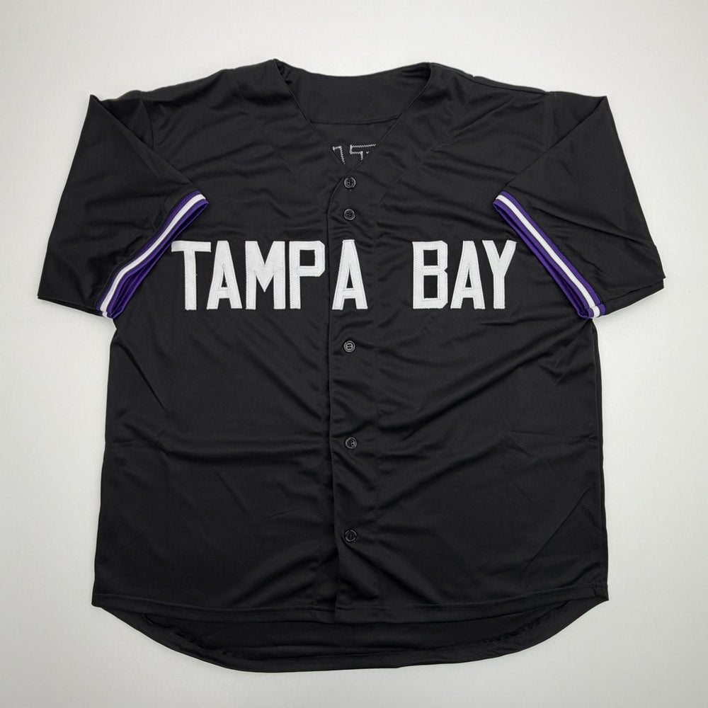 Autographed/Signed Nick Martinez Tampa Bay Black Baseball Jersey Beckett BAS COA
