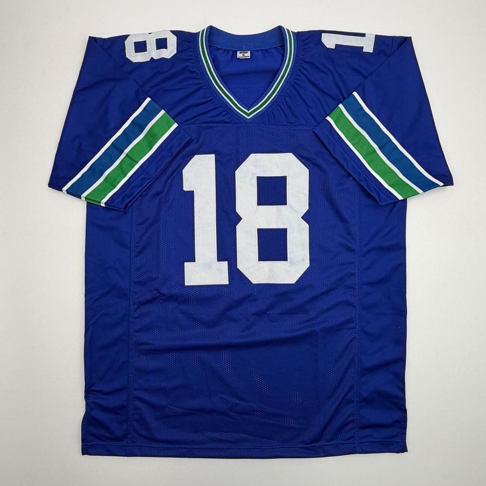 Autographed/Signed Elijah Arroyo Seattle Retro Blue Football Jersey JSA COA