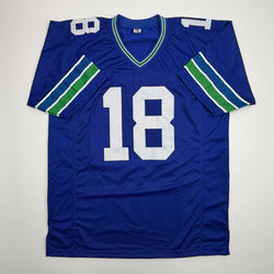 Autographed/Signed Elijah Arroyo Seattle Retro Blue Football Jersey JSA COA
