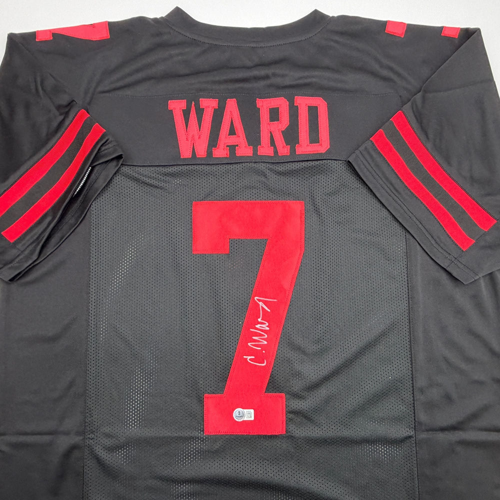 Autographed/Signed Charvarius Ward San Francisco Black Football Jersey Beckett BAS COA