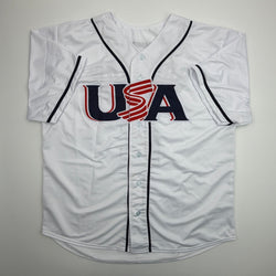 Autographed/Signed Alex Bregman United States USA White World Baseball Classic WBC Baseball Jersey Beckett BAS COA