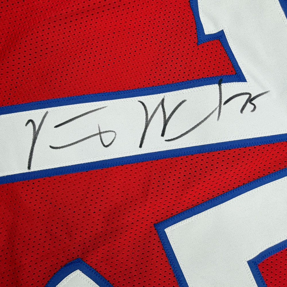Autographed/Signed Vince Wilfork New England Red Retro Pro Cut Football Jersey JSA COA