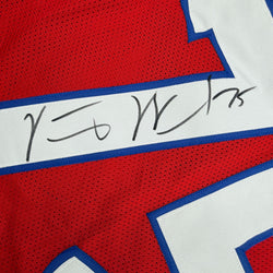 Autographed/Signed Vince Wilfork New England Red Retro Pro Cut Football Jersey JSA COA