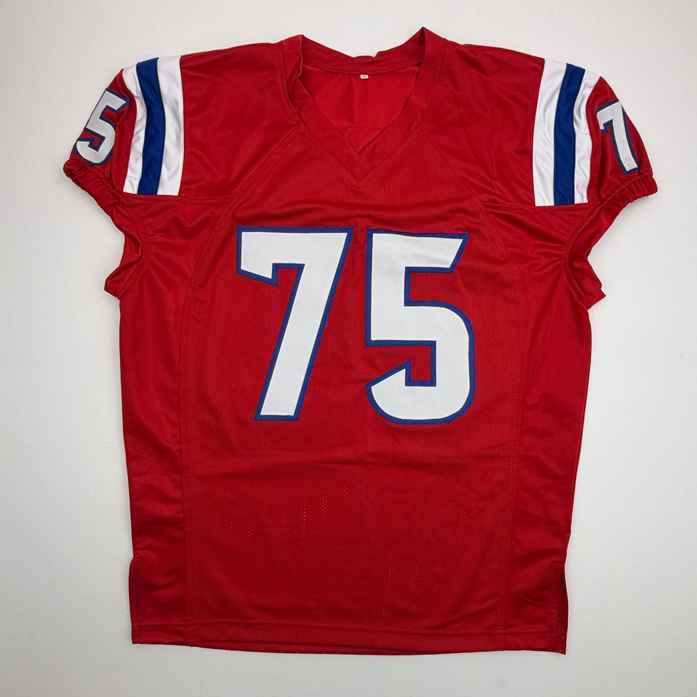 Autographed/Signed Vince Wilfork New England Red Retro Pro Cut Football Jersey JSA COA