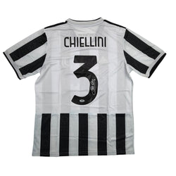 Autographed/Signed Giorgio Chiellini Juventus White Soccer Futbol Jersey Beckett BAS COA