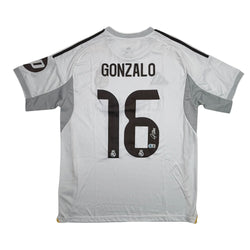Autographed/Signed Gonzalo Garcia Real Madrid White Soccer Futbol Jersey Beckett BAS COA (ONLINE ORDER ONLY)