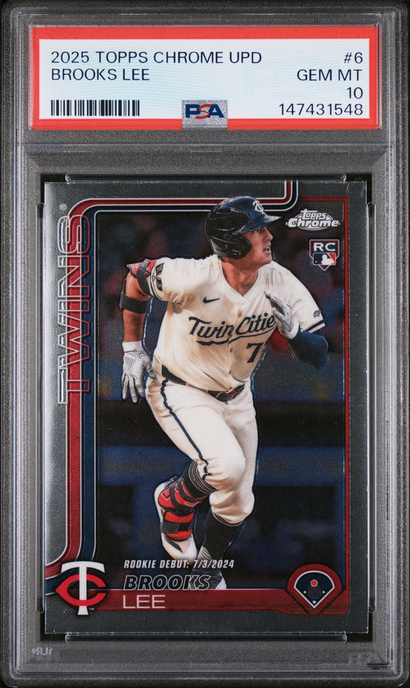 Graded 2025 Topps Chrome Update Brooks Lee #6 Rookie RC Baseball Card PSA 10 Gem Mint