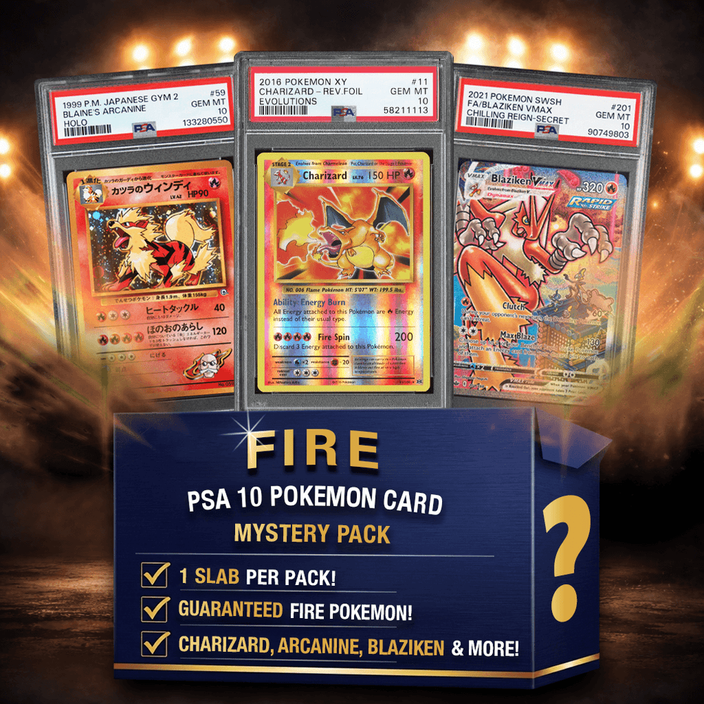 Fire Energy Type Pokemon PSA 10 Graded Card Mystery Pack Trading Card Game