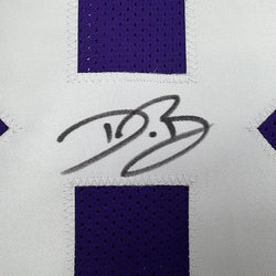 Framed Autographed/Signed Dwayne Bowe 35x39 LSU Purple College Football Jersey Beckett BAS COA