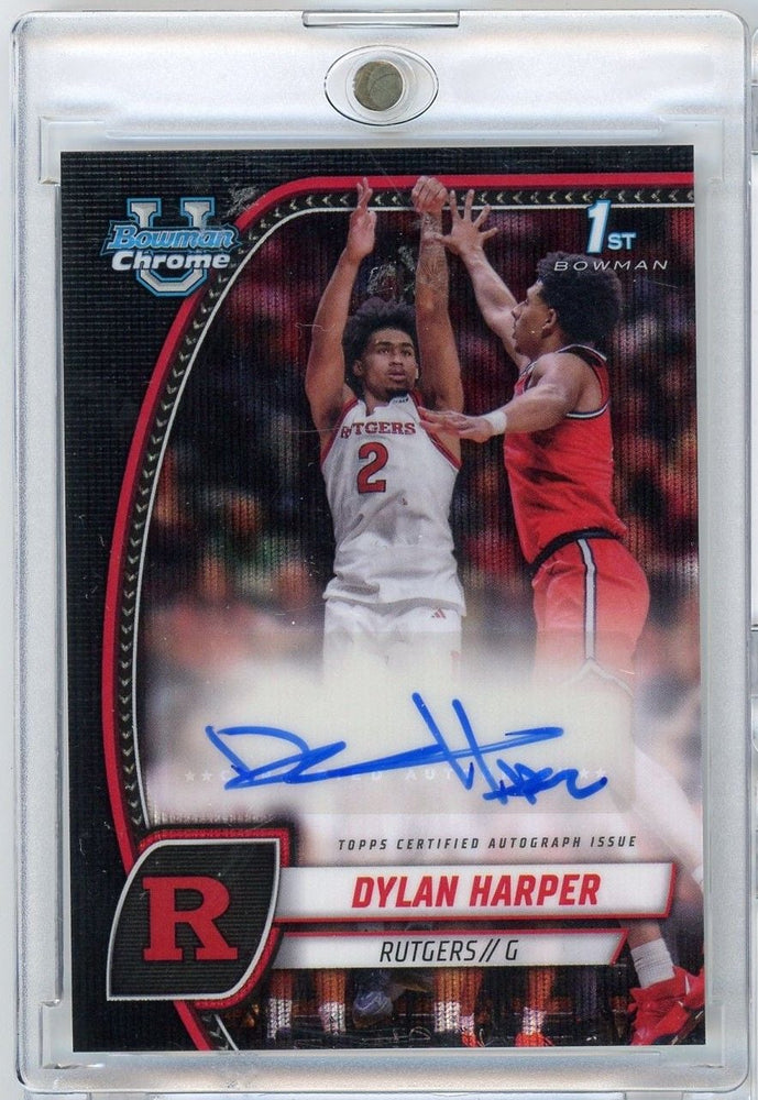 2024 Topps Bowman U Chrome Dylan Harper #22 Black Wave Refractor Auto Rookie RC Basketball Card