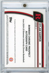2024 Topps Bowman U Chrome Dylan Harper #22 Black Wave Refractor Auto Rookie RC Basketball Card