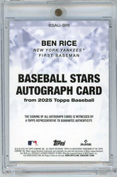 2023 Topps Baseball Ben Rice #BSAUBRI Baseball Stars Auto Rookie RC Baseball Card