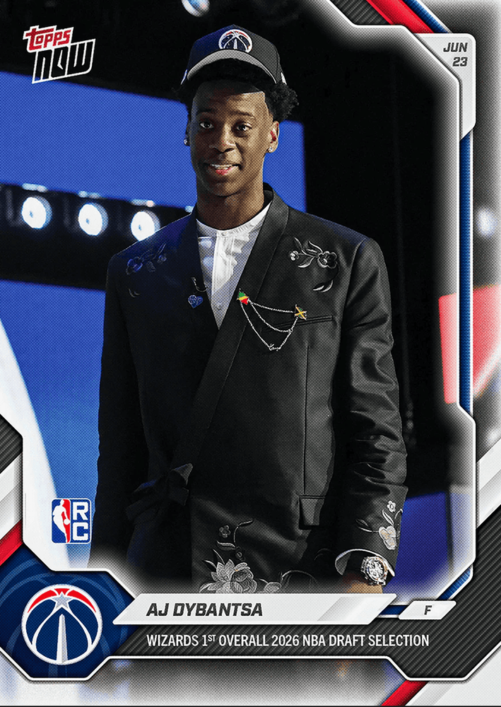 2026 Topps Now AJ Dybantsa #ADYB Wizards 1st Overall 2026 NBA Draft Selection Washington Wizards Rookie RC Basketball Card (ONLINE ORDER ONLY)