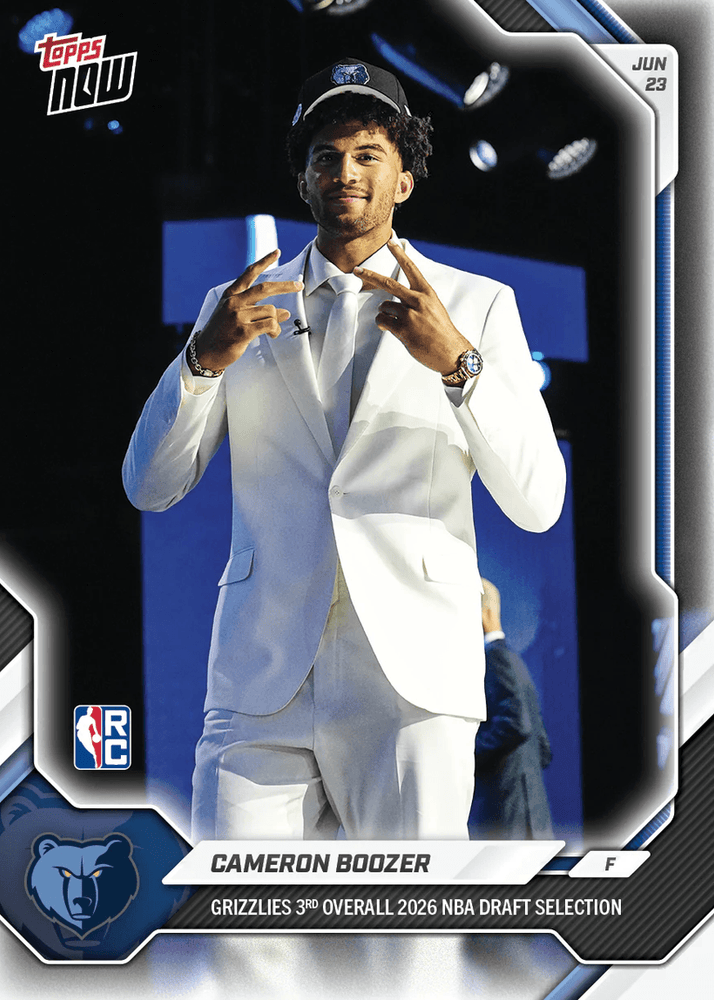 2026 Topps Now Cameron Boozer #CBOO Grizzlies 3rd Overall 2026 NBA Draft Selections Memphis Grizzlies Rookie RC Basketball Card (ONLINE ORDER ONLY)