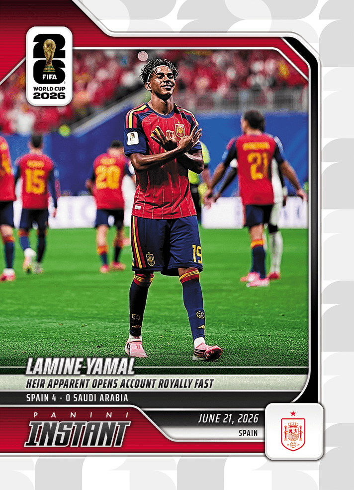 2026 Panini Instant FIFA World Cup Lamine Yamal #79 Heir Apparent Opens Account Royally Fast Spain Soccer Card (ONLINE ORDER ONLY)