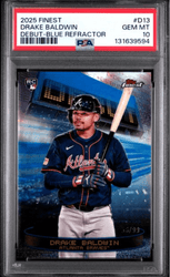 Graded 2025 Topps Finest Drake Baldwin #D13 Debut Blue Refractor /99 Rookie RC Baseball Card PSA 10 Gem Mint