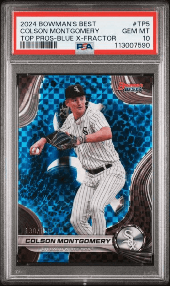 Graded 2024 Topps Bowmans Best Colson Montgomery #TP5 Top Prospects Blue Xfractor /150 Rookie RC Baseball Card PSA 10 Gem Mint