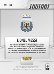 2026 Panini Instant FIFA World Cup Lionel Messi #88 Argentina Legend Sets FIFA World Cup Goals Mark Argentina Soccer Card (ONLINE ORDER ONLY)