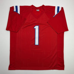 Autographed/Signed AJ A.J. Brown New England Red Football Jersey Beckett BAS COA