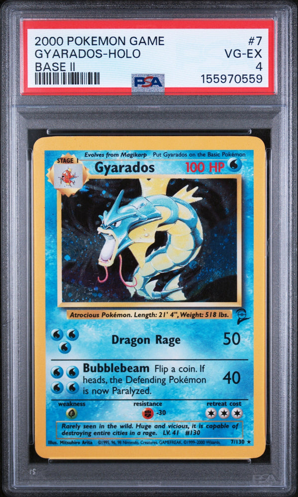 Graded 2000 Pokemon Game Base Ii Gyarados-Holo #7 Trading Card Game PSA 4 Very Good