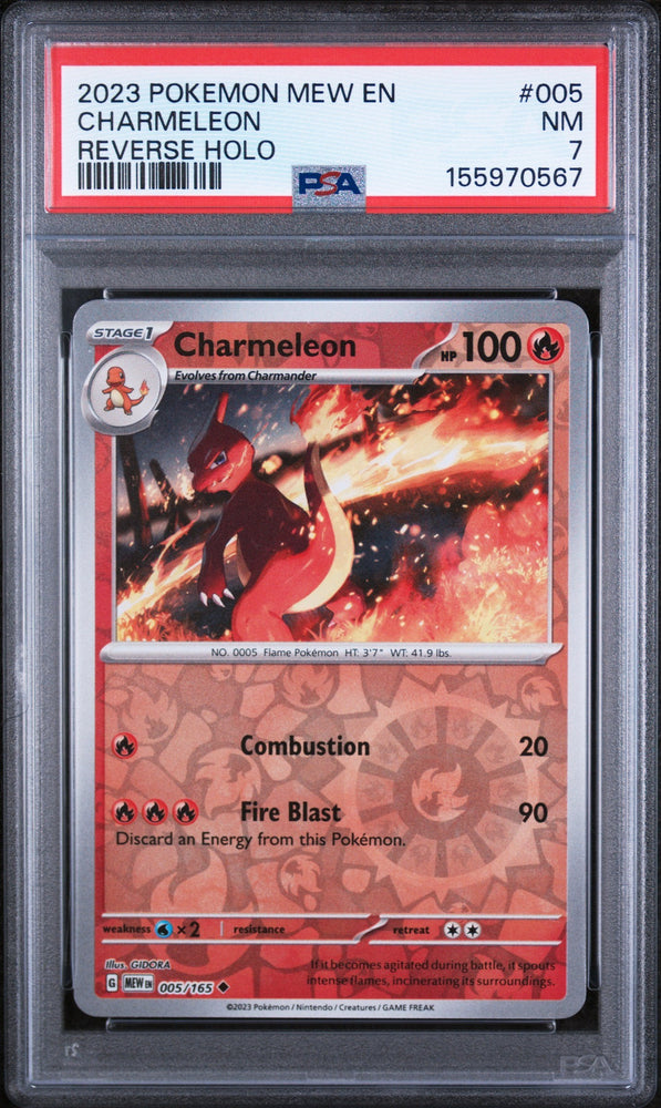 Graded 2023 Pokemon Mew En-151 Charmeleon #005 Trading Card Game PSA 7 Near Mint