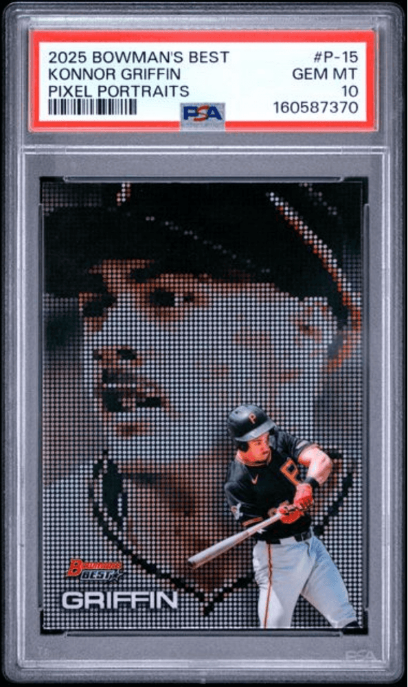 Graded 2025 Topps Bowmans Best Konnor Griffin #P15 Pixel Portraits Rookie RC Baseball Card PSA 10 Gem Mint