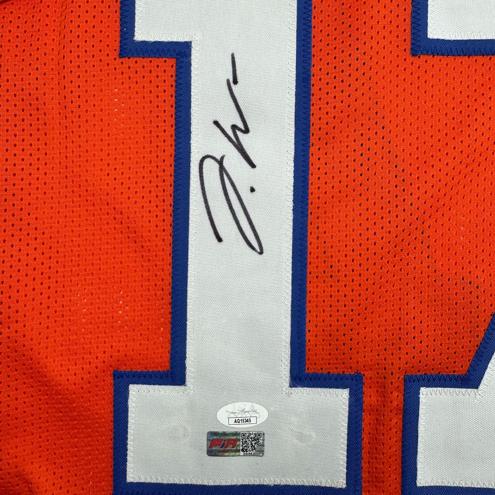 Autographed/Signed Jaylen Waddle Denver Retro Orange Football Jersey JSA COA