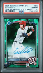 Graded 2025 Bowman Draft Sapphire Eli Willits #EW Chrome Prospect Green Auto /99 Rookie RC Baseball Card PSA 10 Gem Mint