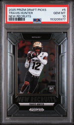 Graded 2025 Panini Prizm Draft Picks Travis Hunter #5 New Recruits Rookie RC Football Card PSA 10 Gem Mint