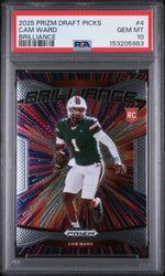 Graded 2025 Panini Prizm Draft Picks Cam Ward #4 Brilliance Rookie RC Football Card PSA 10 Gem Mint