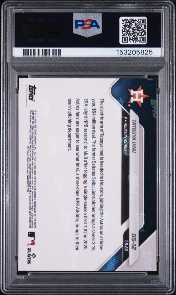 Graded 2026 Topps Now Tatsuya Imai #OS-12 Rookie RC Baseball Card PSA 9 Mint