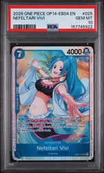 Graded 2026 One Piece Nefeltari Vivi #025 Trading Card Game PSA 10 Gem Mint