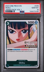 Graded 2023 One Piece Okiku #035 Judge Pack Trading Card Game PSA 10 Gem Mint